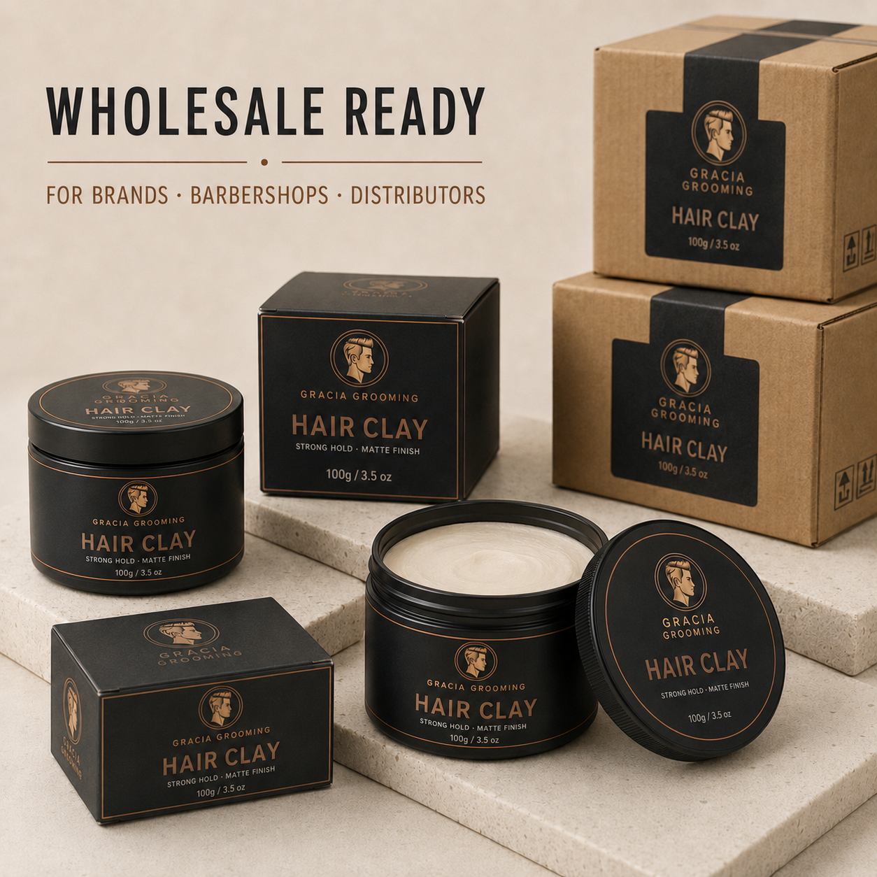 Wholesale Gracia Grooming Hair Clay for brands barbershops and distributors