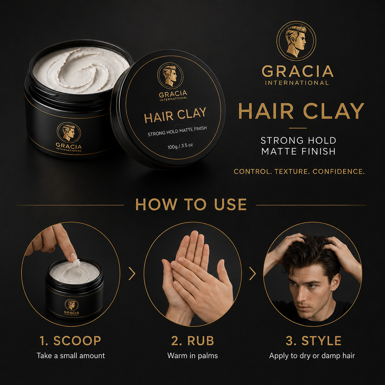Gracia Grooming Strong Hold Matte Hair Clay / Hair Mud - Wholesale & Bulk