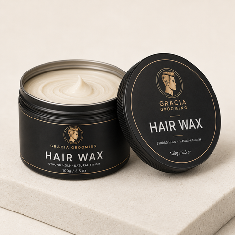 Gracia Grooming strong hold hair wax 100g in matte black jar with natural ivory wax