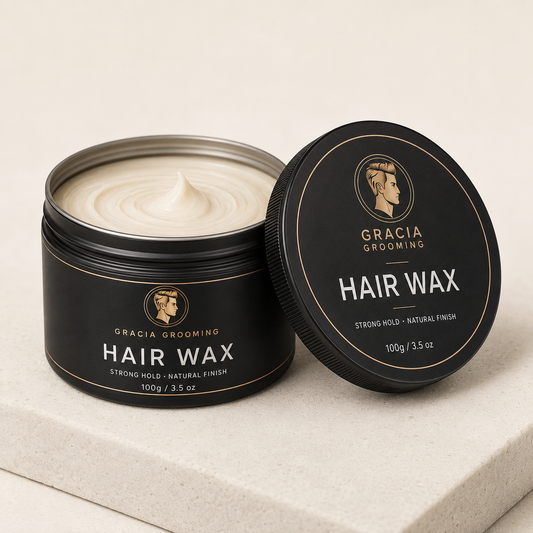 Gracia Grooming strong hold hair wax 100g in matte black jar with natural ivory wax