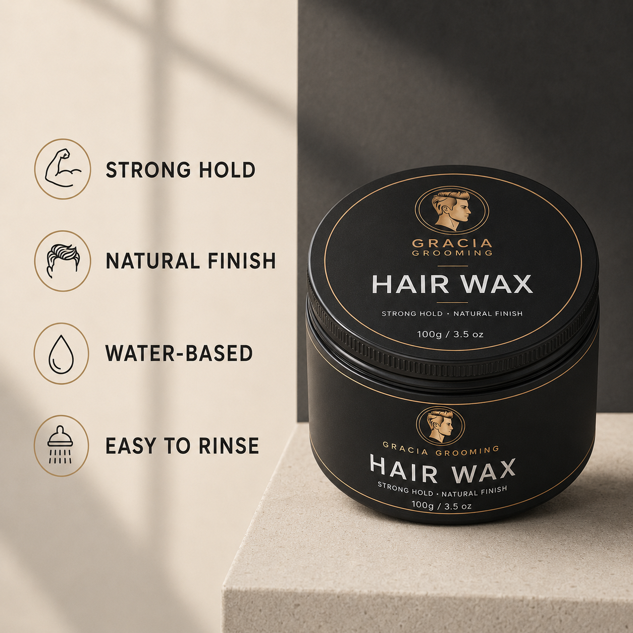 Gracia Grooming hair wax with strong hold natural finish water-based benefits