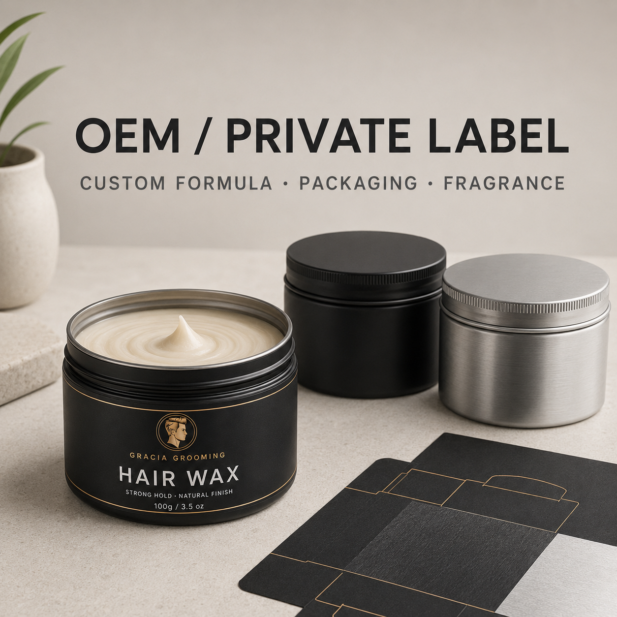 Gracia Grooming OEM private label hair wax packaging and formula options