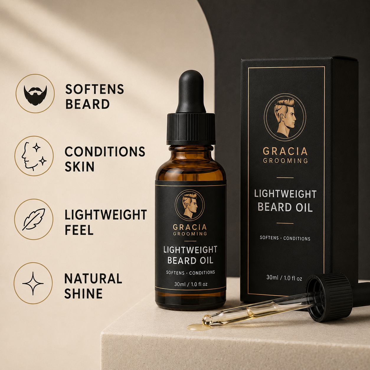 Gracia Grooming beard oil benefits for soft beard conditioned skin lightweight feel and natural shine