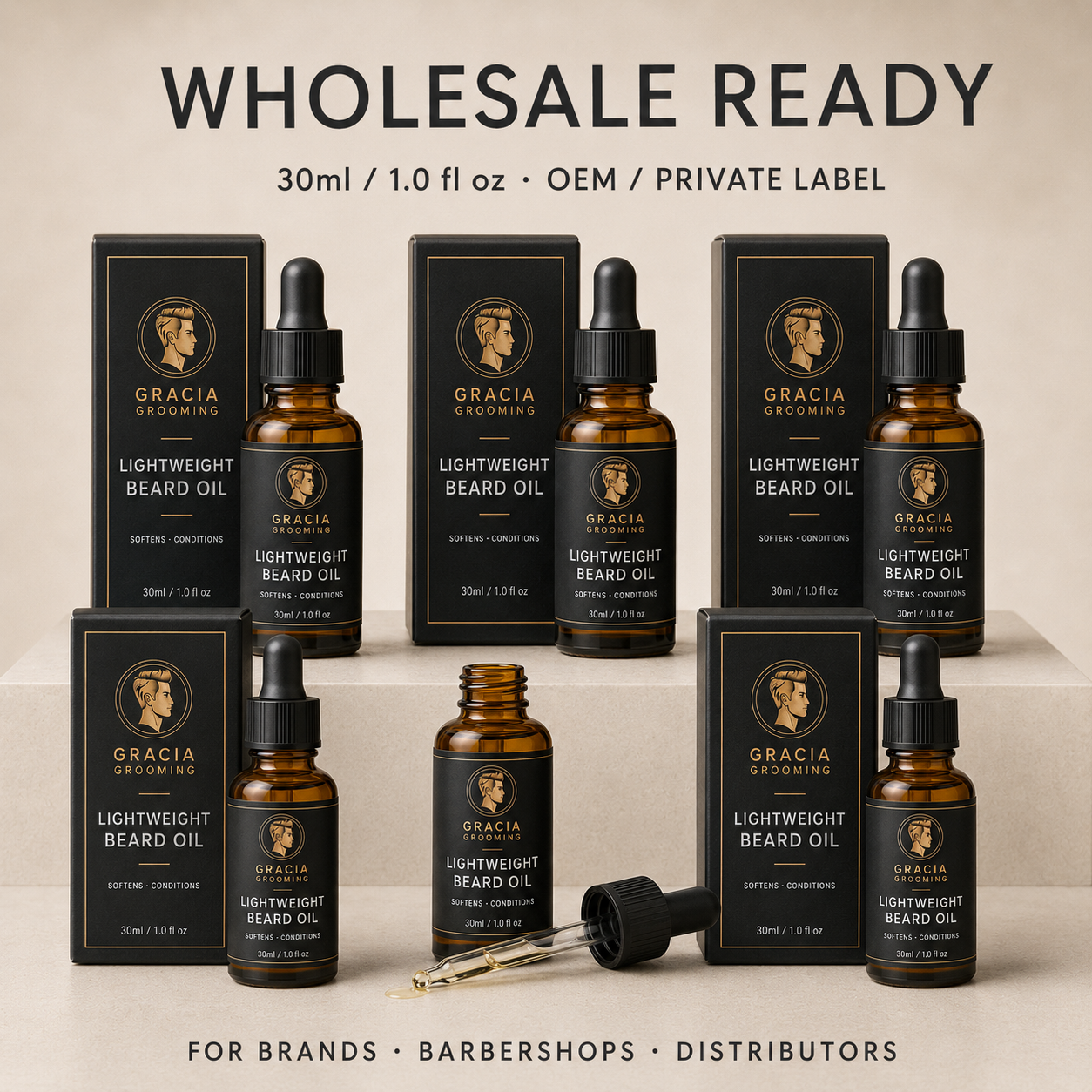 Wholesale Gracia Grooming beard oil for grooming brands barbershops and distributors
