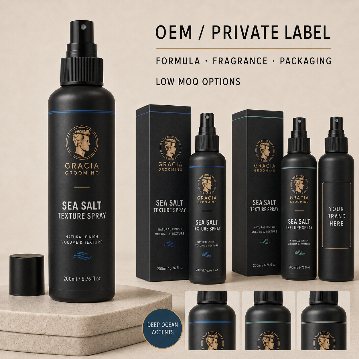 Gracia Grooming OEM private label sea salt spray packaging options