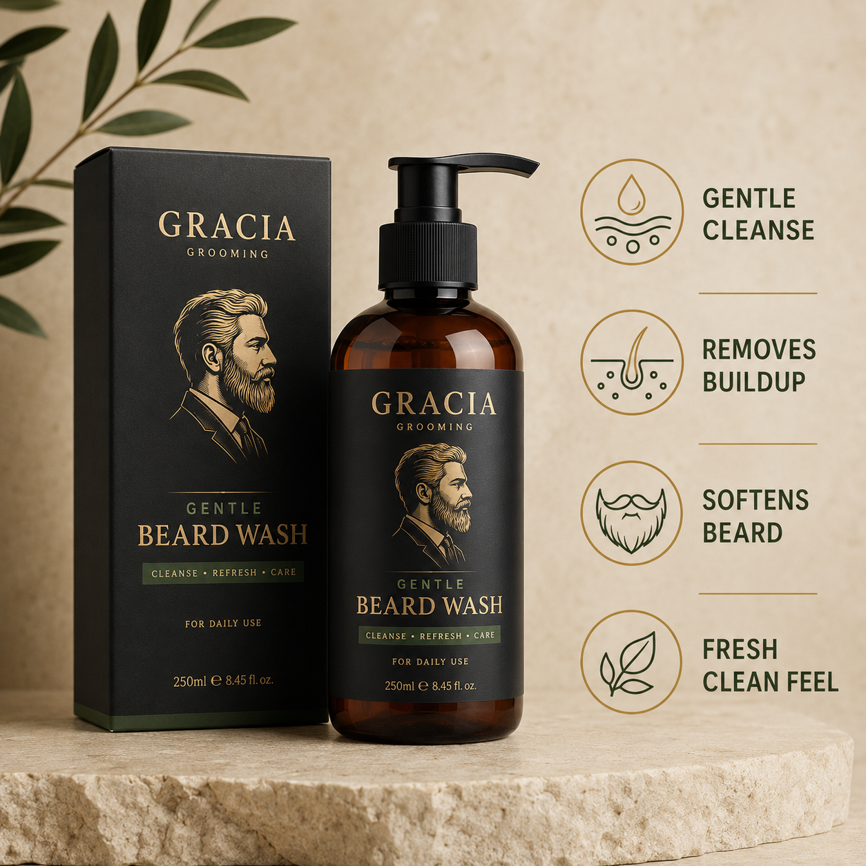 Gracia Grooming beard wash benefits for cleansing buildup and softening beard