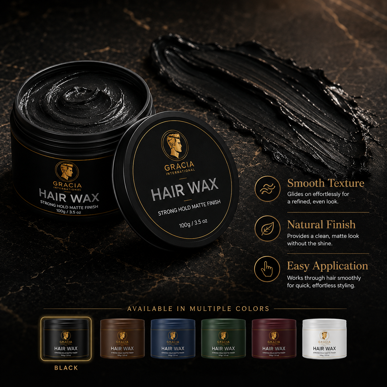 Gracia Grooming Strong Hold Hair Wax | Water-Based Natural Shine Hair Wax | OEM Private Label Manufacturer