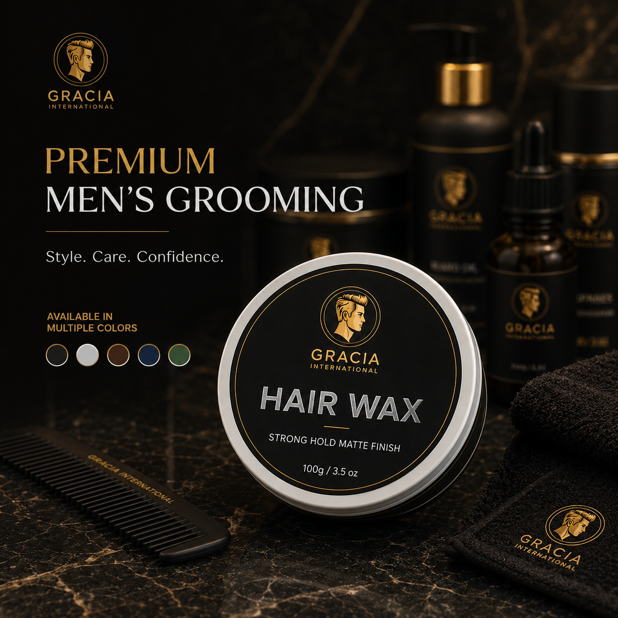 Gracia Grooming Strong Hold Hair Wax | Water-Based Natural Shine Hair Wax | OEM Private Label Manufacturer