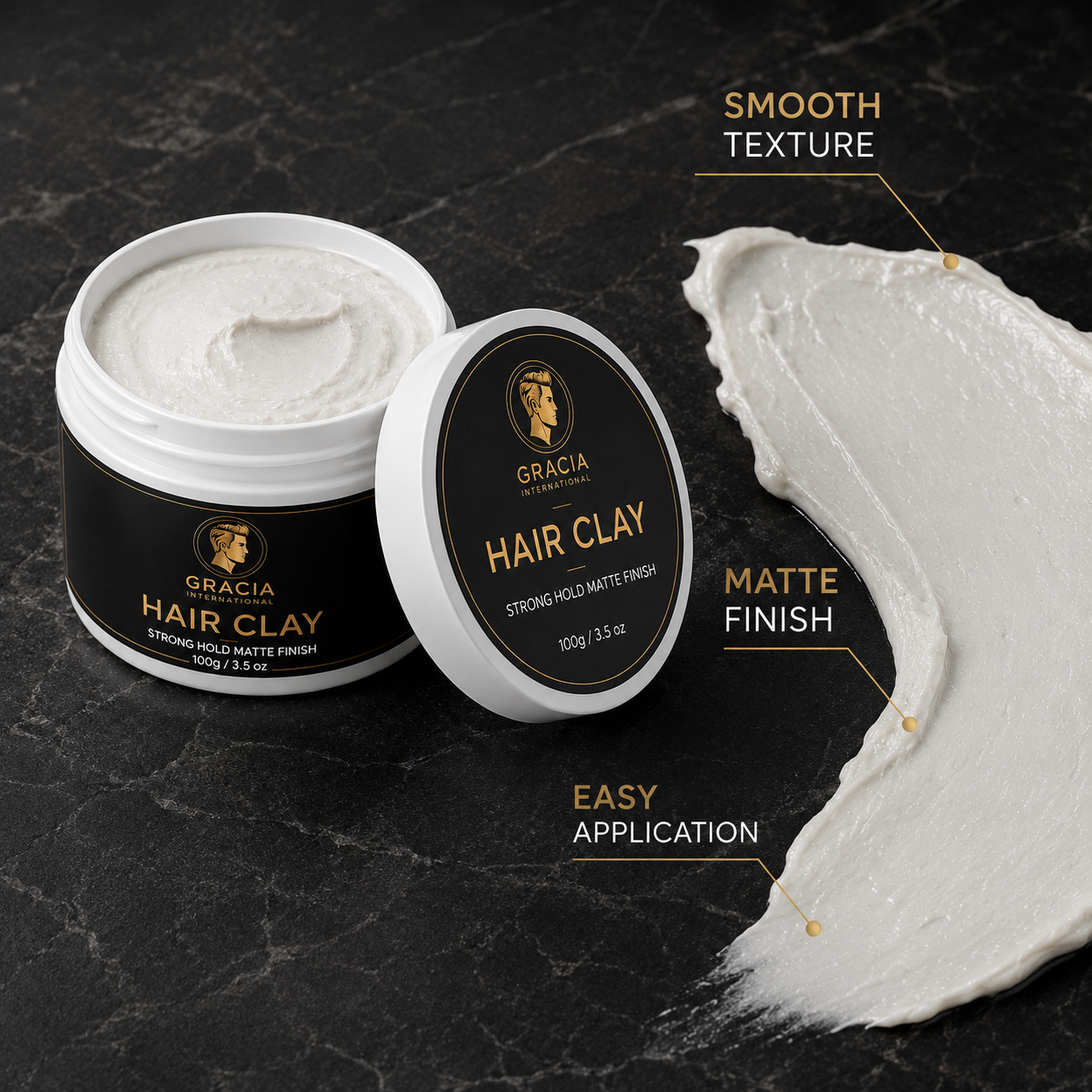 Gracia Grooming Hair Clay 100g｜Strong Hold Matte Finish